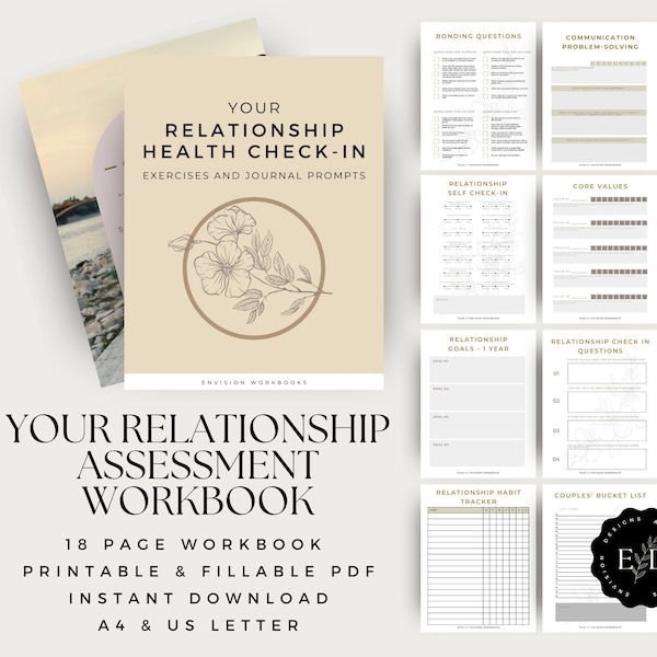 Relationship Assessment Workbook for Couples | Core Values | Communication Tool | Couples Goal Setting | Printable & Fillable PDF Download