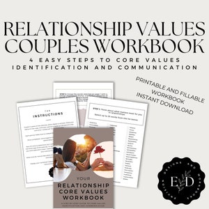 Relationship Core Values Workbook for Couples | Step-by-Step Approach | Printable & Fillable PDF Instant Download | Relationship Workbook