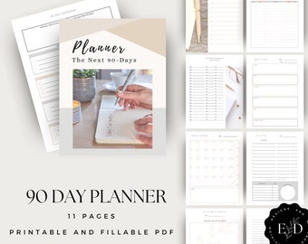 90 Day Goal Planner: Undated, Printable PDF Workbook (Instant Download)