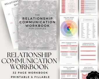 Couples Communication Workbook: Relationship Journal, Core Values (Digital Fillable PDF)
