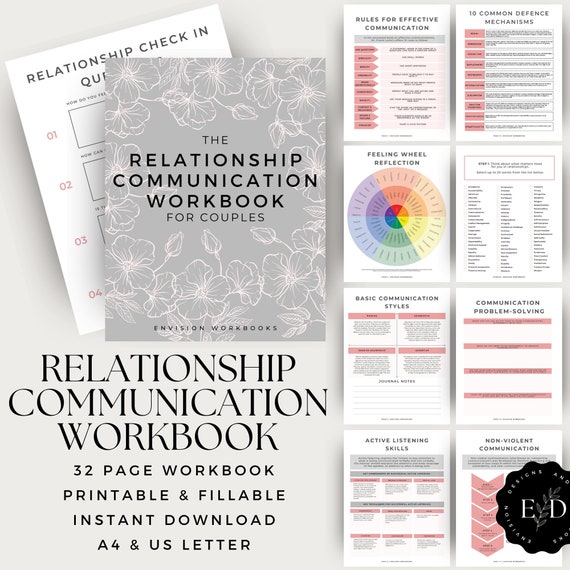 Couples Communication Workbook: Relationship Journal, Core Values (Digital Fillable PDF)