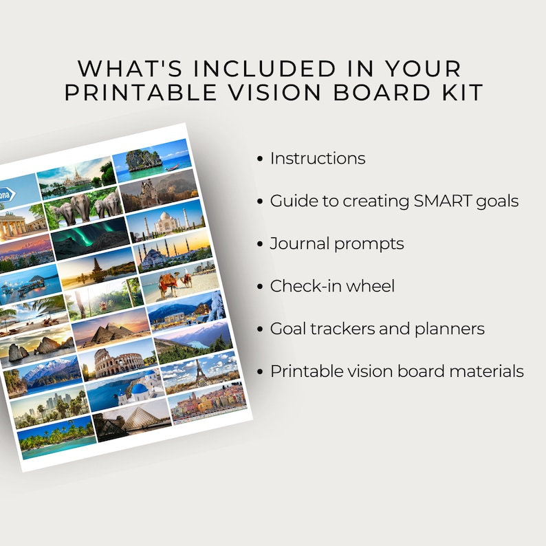 Vision Board Kit Printable DIY Goal Setting Planner Guided Journal Goal ...