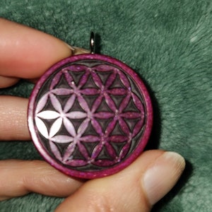 Seed of life - red shungite orgonite EMF reversible pendant