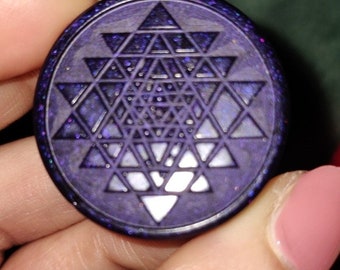 Purple shungite sri yantra orgonite