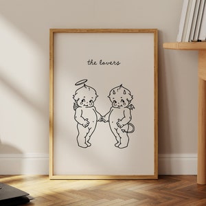 Süßer Kewpie-Druck, Preppy Wandkunst, Girly Wanddruck, Vintage Cartoon Wandkunst, Wohnheim Dekor, Retro trendiges Wandposter, Liebende Kunstdruck