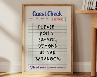 Don't Summon Demons Bathroom Print, Gothic Halloween Decor (Digital Download)