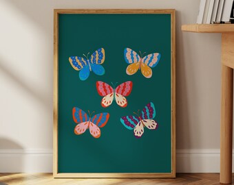 Colorful Butterfly Wall Art Print: Girly Dorm Decor (Digital Download)