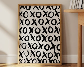Black and White Xoxo Print, Xoxo Wall Poster, Romantic Preppy Wall Art, Dorm Room Decor, Aesthetic Wall Prints, Trendy Wall Art