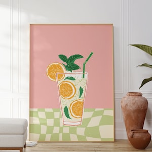 Cocktail Print, Keep Em Coming Print, Bar Cart Decor, Retro Alcohol Print, Bar Cart Wall Art, Funky Alcohol Print, Cheers Wall Print