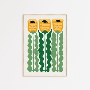 Retro Colorful Flower Print, Funky Wavy Flower Prints, Preppy Wall Art, Pink and Green Retro Flower Poster, Maximalist Girly Wall Art Print