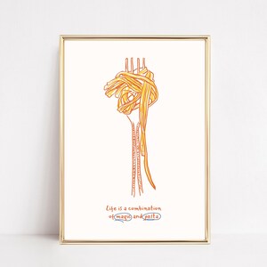 Spaghetti Poster, Retro Küchen Wanddekor, Spaghetti Poster, Pasta Poster, Minimalistisches Poster, trendige Wandkunst, süßes Küchen Poster