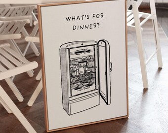 What's for Dinner Kitchen-poster: minimalistische etensposter (afdrukbaar)