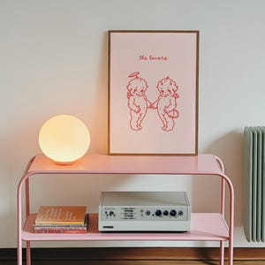 Cute Kewpie Print, Preppy Wall Art, Dorm Room Decor, Girly Wall Prints, Vintage Cartoon Wall Art, Retro Trendy Wall Poster, Lovers Art Print