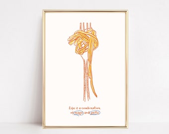 Retro Spaghetti Print: Minimalistische Küche Wandkunst (Digitaler Download)
