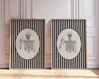 Set of 2 Trendy Halloween Prints, Spooky Season Gallery Wall, Cute Halloween Wall Decor, Digital Download