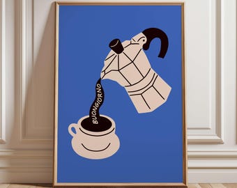 Impression de cafetière Buongiorno Moka : décoration de cuisine italienne (téléchargement numérique)