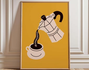 Impression de cafetière Buongiorno Moka : décoration de cuisine italienne (téléchargement numérique)