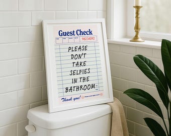 Lustig Badezimmer Druck, keine Selfies Gast Check Schild (digitaler Download)