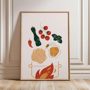 Spaghetti Kitchen Print: Trendy Italian Food Art Poster (Digital Download)