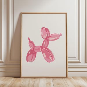 Balloon Dog Print, Pink Preppy Wall Art, Dog Lover Print, Animal Art Poster, Girly Print Trendy Art, Nursery Art Print, Balloon Animal Print