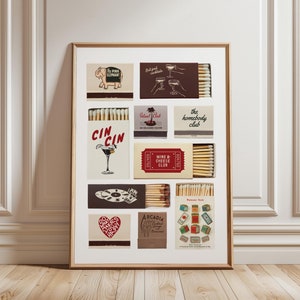 Vintage Streichholzschachtel Druck, Retro Streichholzbriefchen Wandkunst, Trendy Streichhölzer Poster, Funky ästhetische Küchen Wandkunst, Wohnung Wohnheim Zimmer Wandkunst