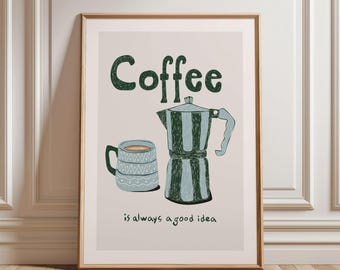 Retro Coffee Bar Print: Trendy Kitchen Wall Art (Digital Download)