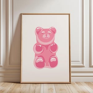 Gummy Bear Pink Print, Teen Bedroom Decor, Colorful Nursery Print, Y2K Preppy Room Decor, Candy Gummy Bear Wall Art, Trendy Printable Art