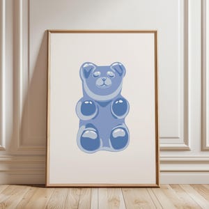 Gummy Bear Blue Print, Teen Bedroom Decor, Colorful Nursery Print, Y2K Preppy Room Decor, Candy Gummy Bear Wall Art, Trendy Printable Art