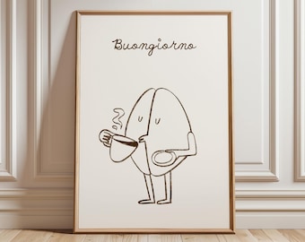 Italienischer Küche Kaffee Poster: Retro minimalistisches Bild (Digitaler Download)