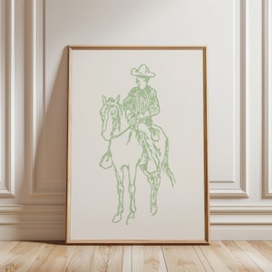 Sage Cowboy Print, Preppy Wall Poster, SageTrendy Wall Art, Western Bedroom Decor, Rodeo Cowgirl Print, Western Wall Posters