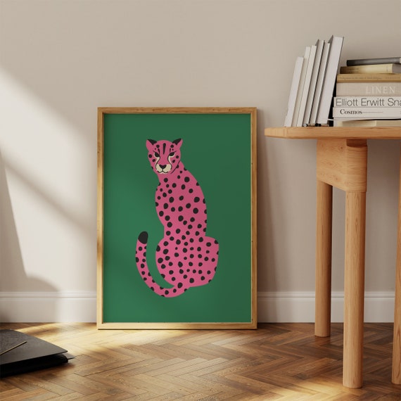 Pink Cheetah Art Print: Trendy Maximalist Animal Poster (Digital Download)