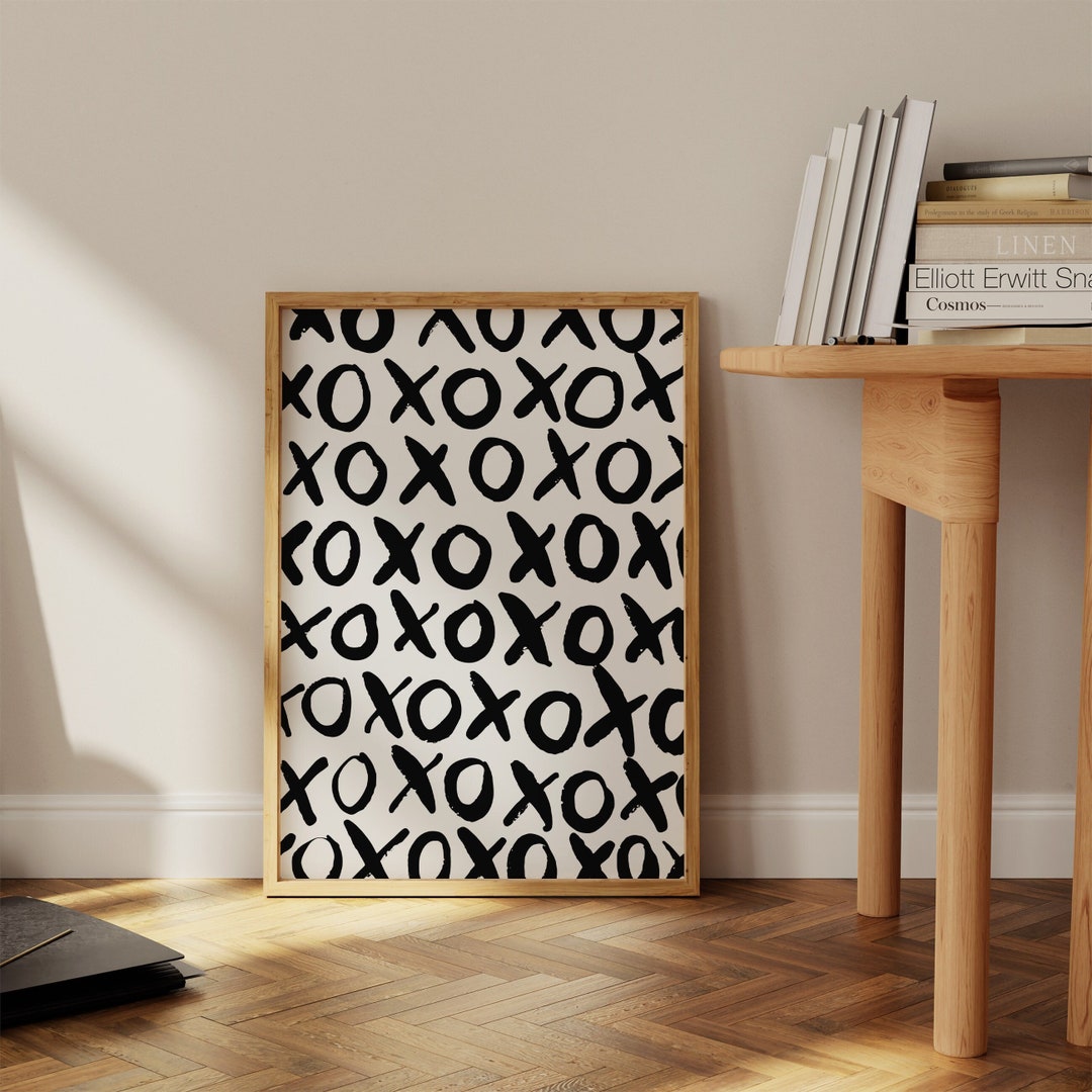 Black and White Xoxo Print, Xoxo Wall Poster, Romantic Preppy Wall Art