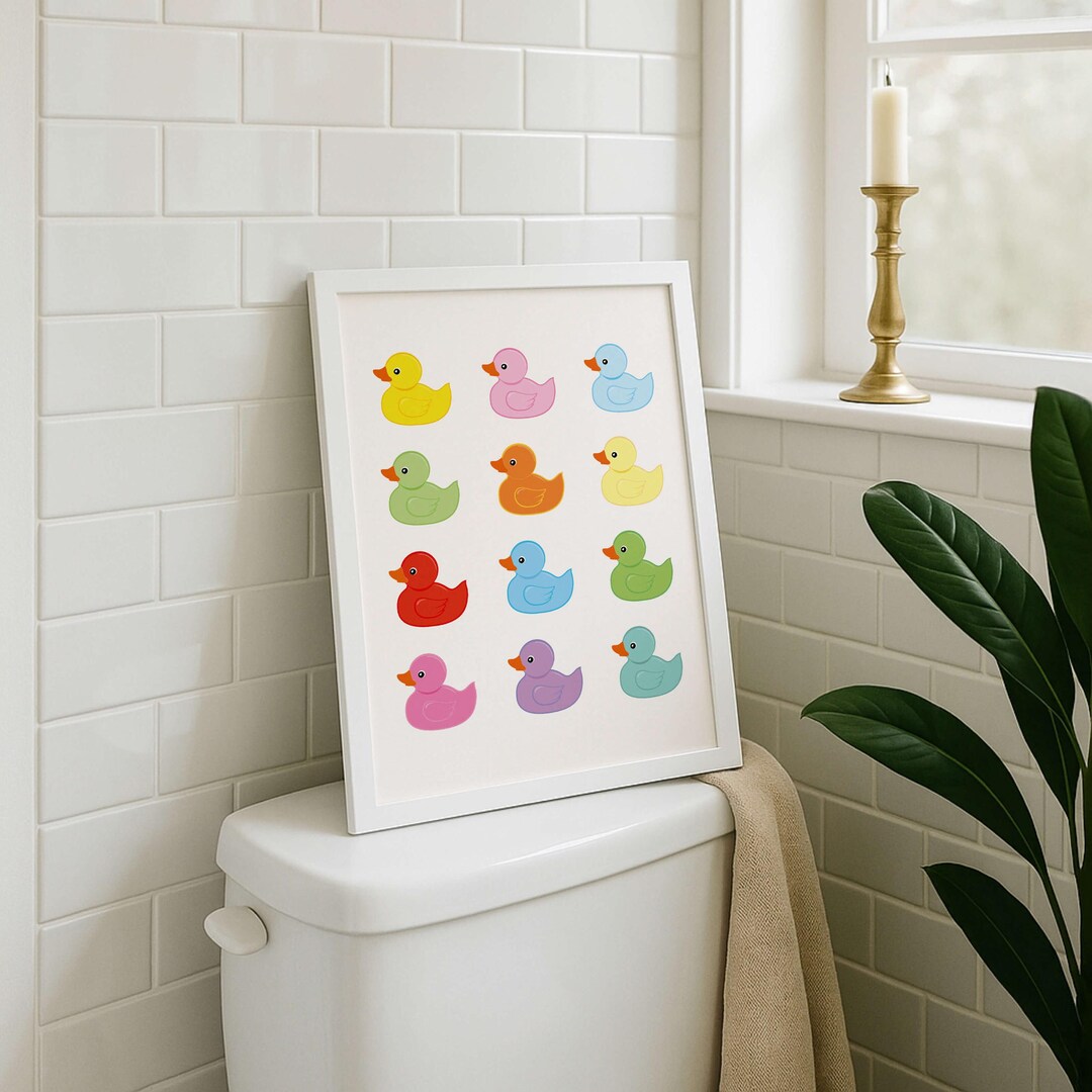 Rubber Duck Bathroom Print, Cute Bathroom Wall Art, Colorful Wall Art ...