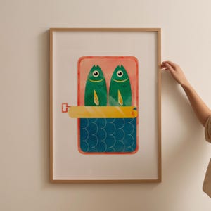 Sardines Tin Print: Retro Kitchen Wall Art (Digital Download)