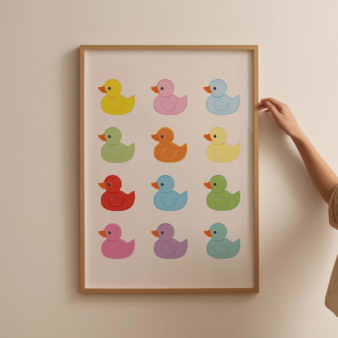 Rubber Duck Bathroom Print, Cute Bathroom Wall Art, Colorful Wall Art ...