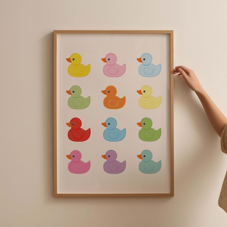 Rubber Duck Bathroom Print, Cute Bathroom Wall Art, Colorful Wall Art ...