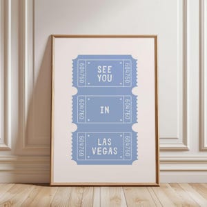 Impresión "Nos vemos en Las Vegas", impresiones para dormitorios, arte mural retro de ciudades estatales, arte mural con talones de boletos, impresión de viaje a Las Vegas con ubicación estética