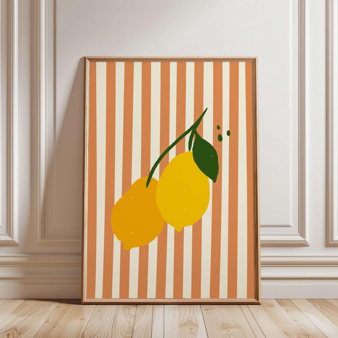 add a touch of nature to your kitchen with citrus... Cottagecore Citrus Kitchen Print, Vintage Striped Lemons Print ...