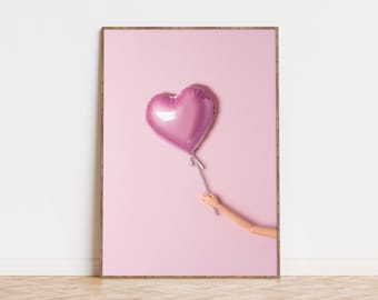 Heart Balloon Print, Y2K Pink Doll Decor (Digital Download)