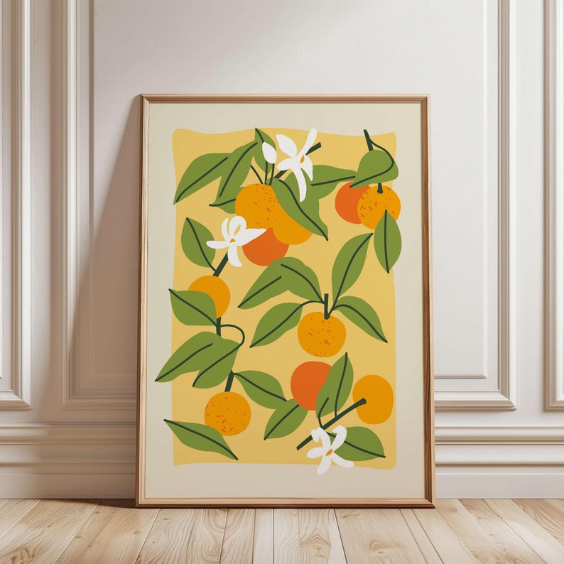 Oranges Kitchen Print, Fruits Kitchen Poster, Colorful Kitchen Wall Art