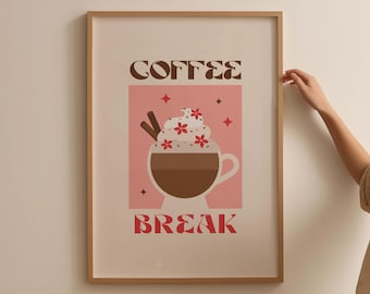 Kitchen Coffee Poster, Kitchen Wall Print, Neutral Kitchen Decor, Cute Coffee Print, Gift for Coffee Lovers, Iced Coffee Digital Print