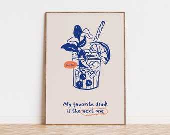 Cocktail Art Print: Bar Cart Decor, Happy Hour Poster (Digital Download)