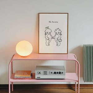 Cute Kewpie Print, Preppy Wall Art, Girly Wall Prints, Vintage Cartoon Wall Art, Dorm Room Decor, Retro Trendy Wall Poster, Lovers Art Print