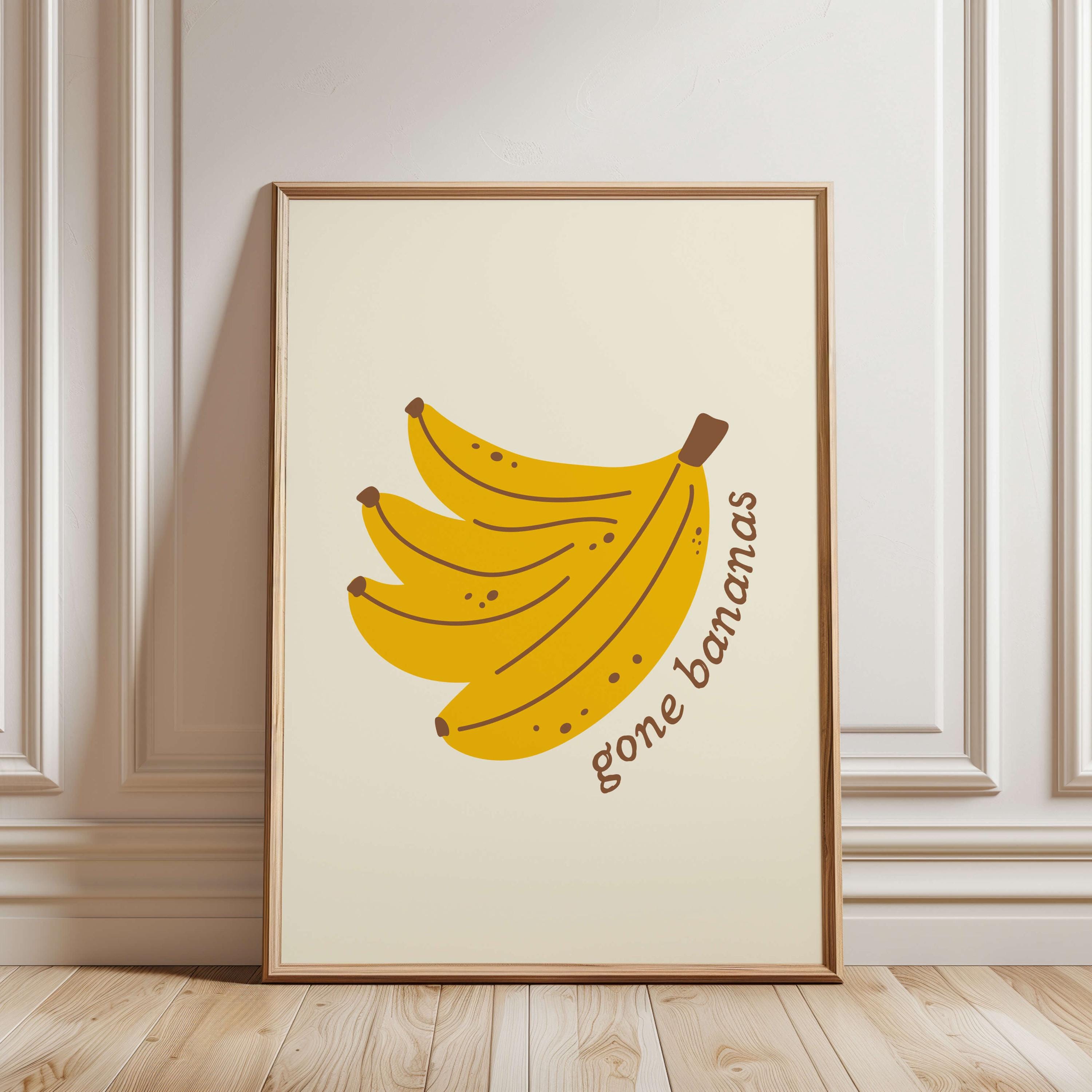 Retro Banana Print: Funny Mid-century Kitchen Art (digital