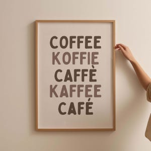 Koffieprint, esthetische keukenmuurkunst, retro koffieprint, neutraal keukendecor, barwagen koffieprint, trendy muurkunst, digitale download