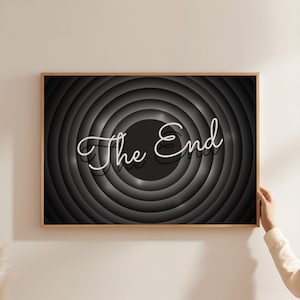 映画「The End」のポスター、トレンディな壁掛けプリント、美しいアパートの装飾、クールな壁掛けプリント、白黒プリント、横長の寮の部屋の装飾
