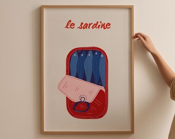 Retro Sardine Tin Print: Italian Kitchen Wall Art (Digital Download)