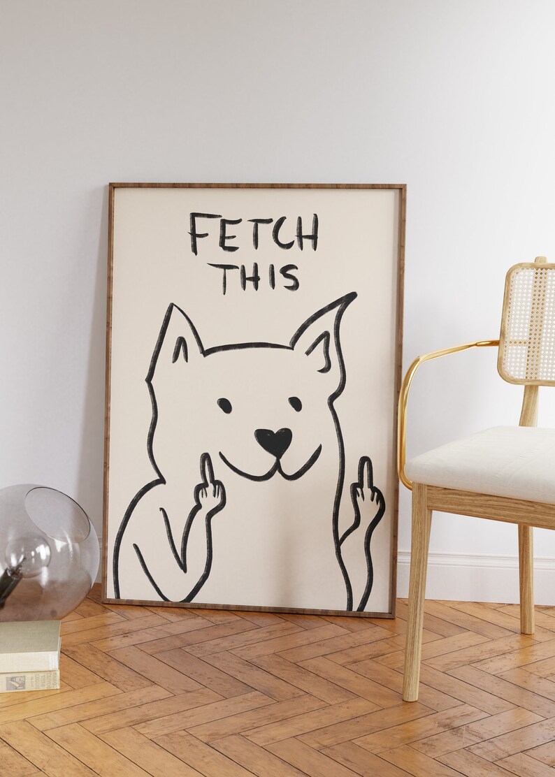 Fetch This Dog Poster Typography Art Print Dog Art Print Etsy
