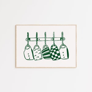 Green Tea Cup Kitchen Print: Mid-Century Modern Mug Art (Digital Download)