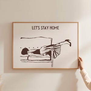 Brown Homebody Club Zabawny Introwertyczny Druk Poziomy Czerwony Druk Bar Cart Ścienny Sztuka Modny Estetyczny Apartament Ścienny Sztuka Retro Salon Druk